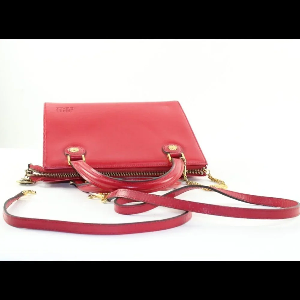 Versace Red Leather Charm Tote 5VER1214K